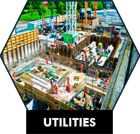 Utilities: aerial view of a utilities construction site